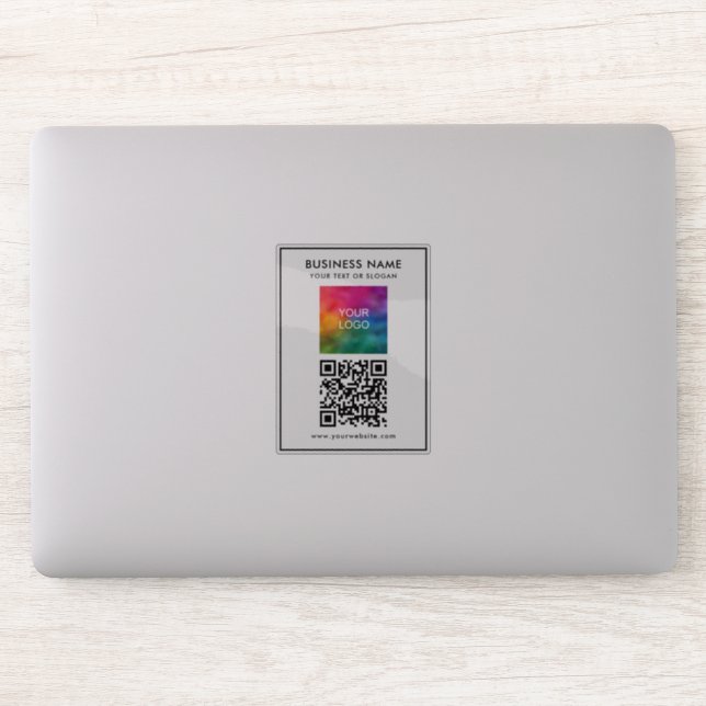 Custom Business Logo Add Text QR Code Template (Computer)