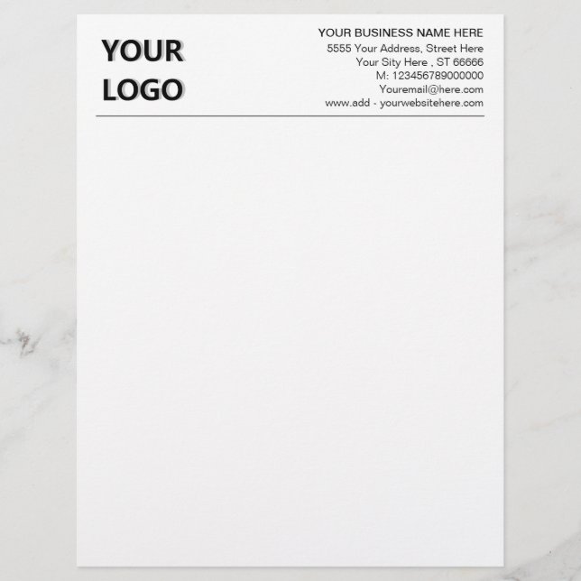 Custom Business Logo Address Letterhead Template (Front)