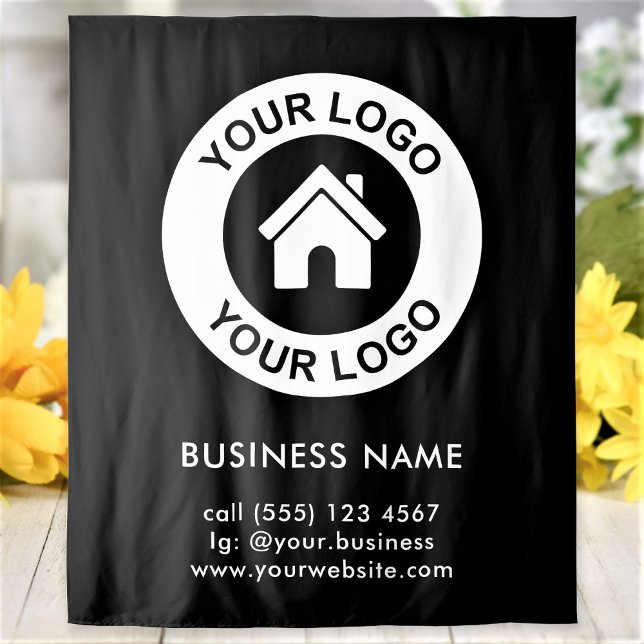 Custom Business Logo And Colour Backdrop Tapestry (Creator Uploaded)