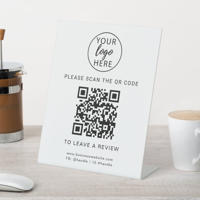 Custom Business logo and QR Code Pedestal Sign (In SItu)