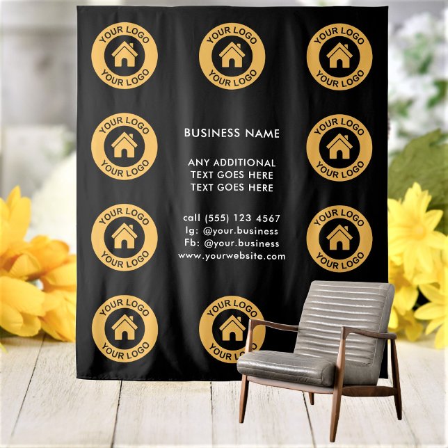 Custom Business Logo And Text Backdrop Tapestry (Creator Uploaded)
