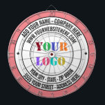 Custom Business Logo and Text Business Dart Board<br><div class="desc">Custom Colours and Fonts - Design Your Own Personalised Dartboards with Custom Company Logo Name Address Website or Custom Text Promotional Business Dart Board Gift - Add Your Name - Company / Address / Logo - Photo or QR Code / Website or Email or Phone / more - Resize and...</div>
