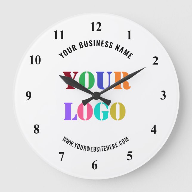 Custom Business Logo and Text Company Clock (Front)