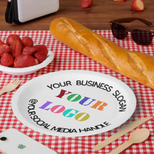 Custom Business Logo and Text Company Paper Plates