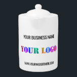 Custom Business Logo and Text Company Teapot<br><div class="desc">Custom Colours and Fonts - Teapots with Your Logo Name Website Promotional Personalised Company Office Promotion Business or Personal Customisable Colours and Text Modern Teapot Gift - Add Your Logo - Image - Photo or QR Code / Name - Company / Website or E-mail or Phone - Contact Information /...</div>