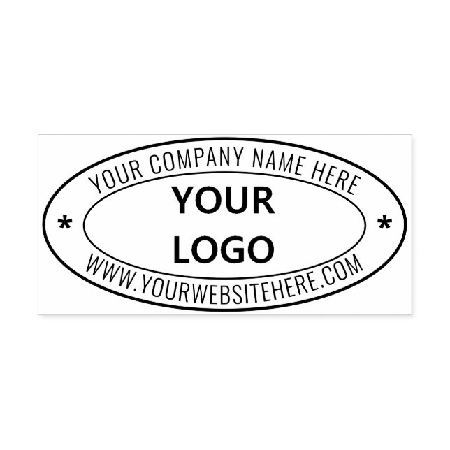 Custom Business Logo and Text Oval Rubber Stamp (Imprint)