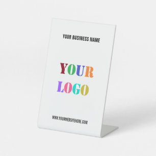 Custom Business Logo and Text Pedestal Sign