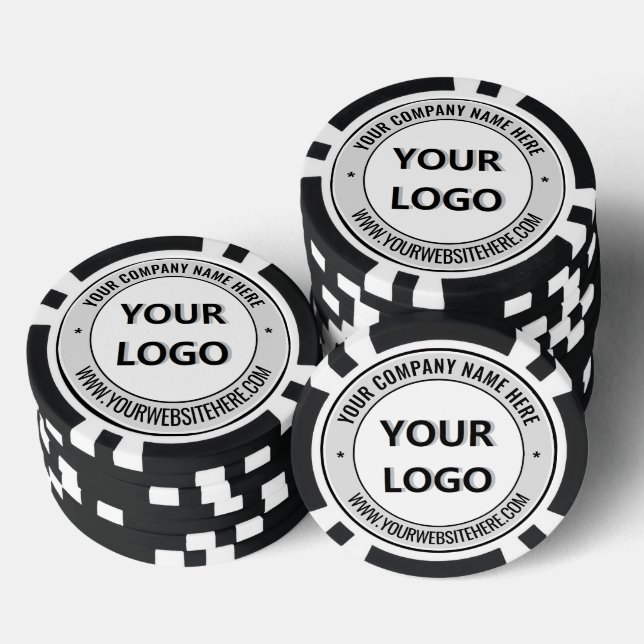 Custom Business Logo and Text Poker Chips Template (Stack)