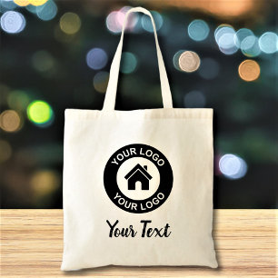 Custom Business Logo And Text Promo Tote Bag
