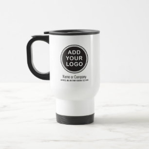 Custom business logo and text promotional travel mug