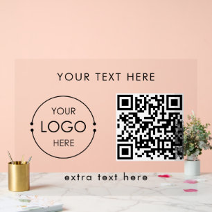 Custom Business Logo and Text QR Code Promotional Acrylic Sign
