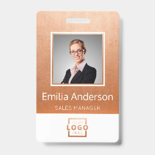 Custom Business Logo Barcode Employee Photo ID Badge