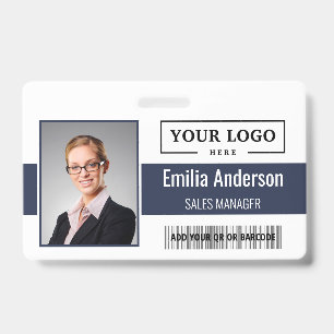 Custom Business Logo Barcode Employee Photo ID Badge