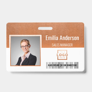 Custom Business Logo Barcode Employee Photo ID Badge