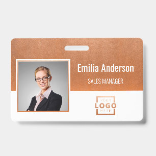 Custom Business Logo Barcode Employee Photo ID Badge