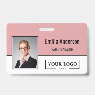 Custom Business Logo Barcode Employee Photo ID Badge