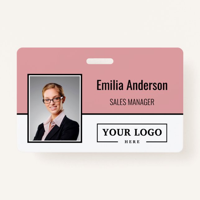 Custom Business Logo Barcode Employee Photo ID Badge (Front)