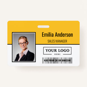 Custom Business Logo Barcode Employee Photo ID Badge