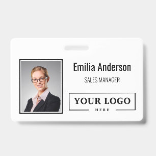 Custom Business Logo Barcode Employee Photo ID Badge
