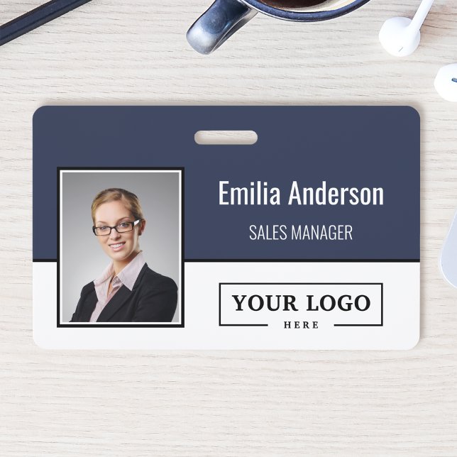 Custom Business Logo Barcode Employee Photo ID Badge (Creator Uploaded)