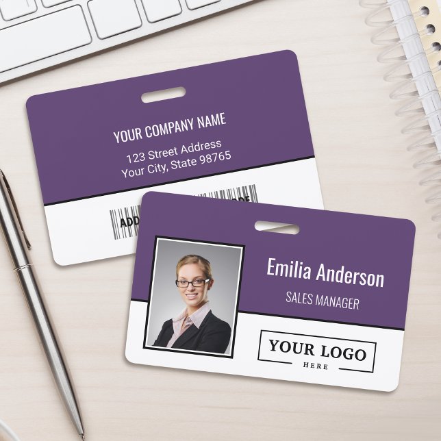Custom Business Logo Barcode Employee Photo ID Badge (Creator Uploaded)