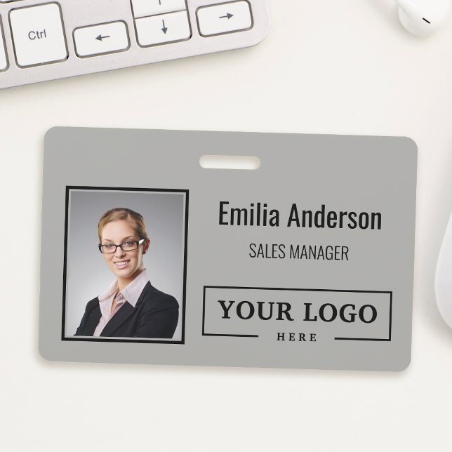 Custom Business Logo Barcode Employee Photo ID Badge (Creator Uploaded)