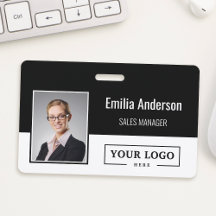 Custom Business Logo Barcode Employee Photo