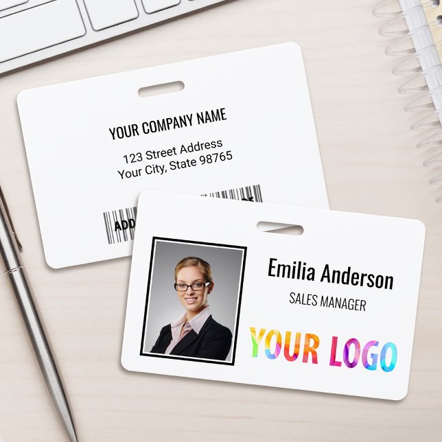 Custom Business Logo Barcode Employee Photo ID Badge (Creator Uploaded)