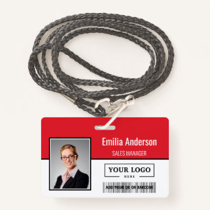 Custom Business Logo Barcode Employee Photo ID Badge