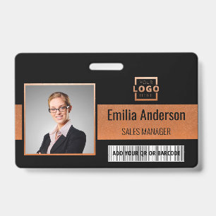 Custom Business Logo Barcode Employee Photo ID Badge