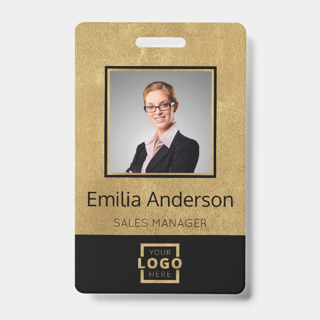 Custom Business Logo Barcode Employee Photo ID Badge (Front)