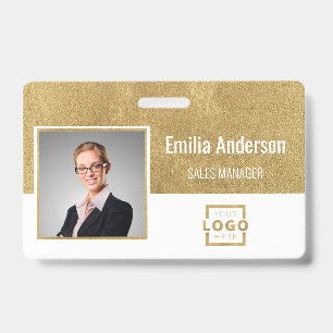 Custom Business Logo Barcode Employee Photo ID Badge