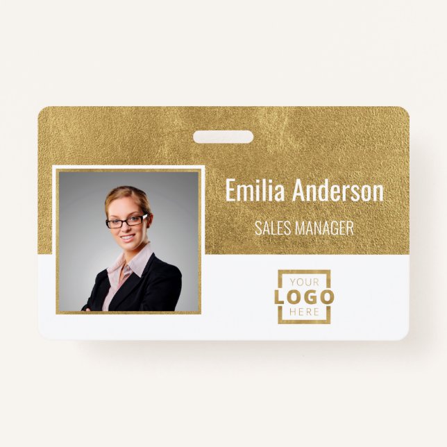 Custom Business Logo Barcode Employee Photo ID Badge (Front)