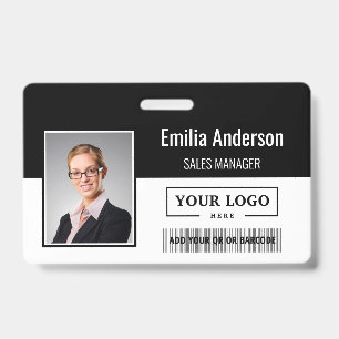 Custom Business Logo Barcode Employee Photo ID Badge