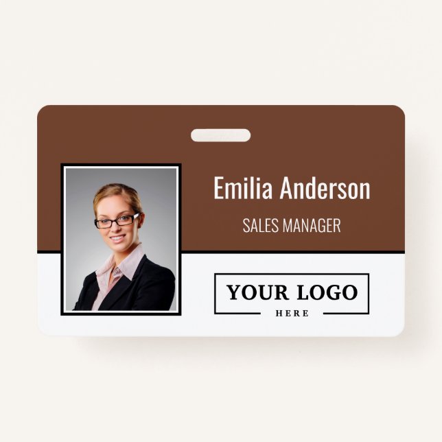Custom Business Logo Barcode Employee Photo ID Badge (Front)