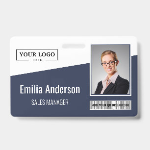 Custom Business Logo Barcode Photo Employee ID Badge