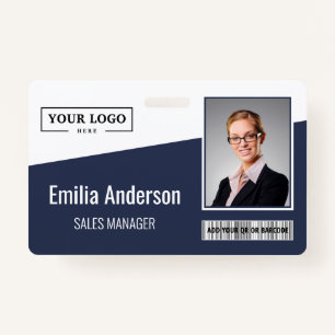 Custom Business Logo Barcode Photo Employee ID Badge