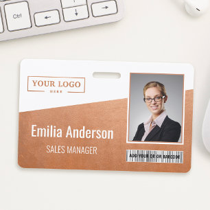 Custom Business Logo Barcode Photo Employee Rose ID Badge