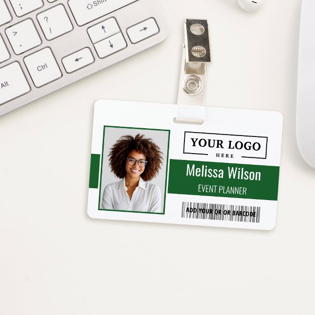 Custom Business Logo Barcode QR Code Employee ID Badge (Creator Uploaded)