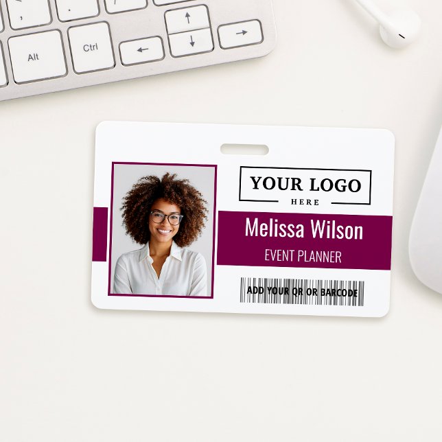 Custom Business Logo Barcode QR Code Employee ID Badge (Creator Uploaded)