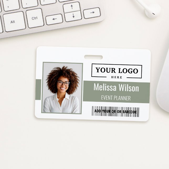 Custom Business Logo Barcode QR Code Employee ID Badge (Creator Uploaded)