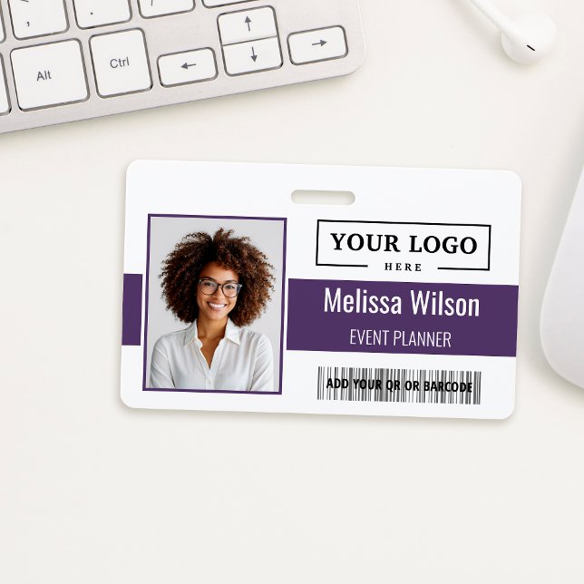 Custom Business Logo Barcode QR Code Employee ID Badge (Creator Uploaded)