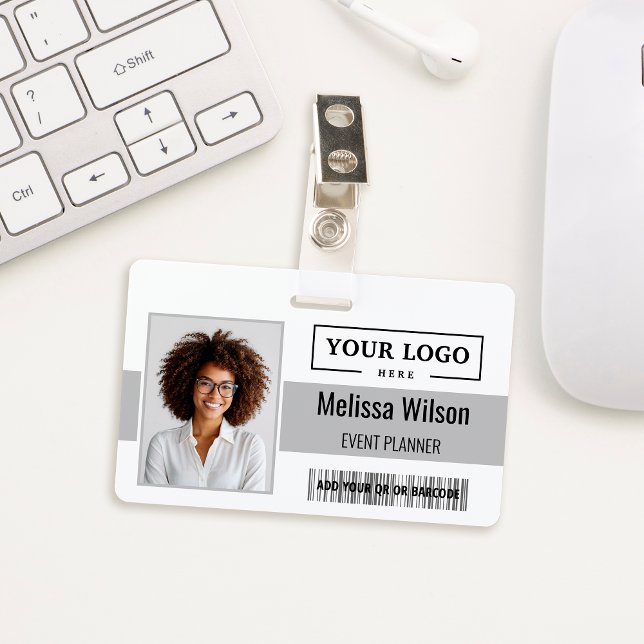 Custom Business Logo Barcode QR Code Employee ID Badge (Creator Uploaded)