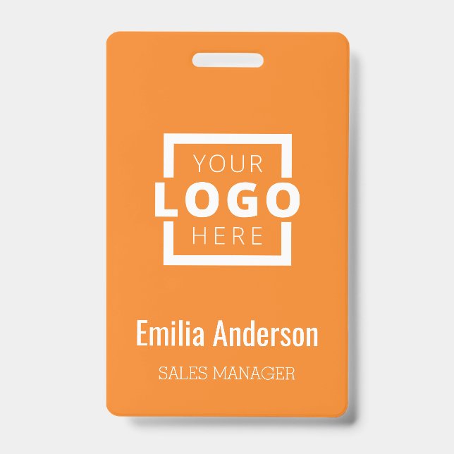 Custom Business Logo Basic Barcode Employee ID Badge (Front)