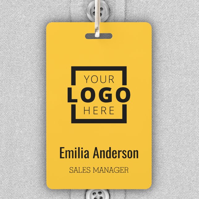Custom Business Logo Basic Barcode Employee ID Badge (Creator Uploaded)