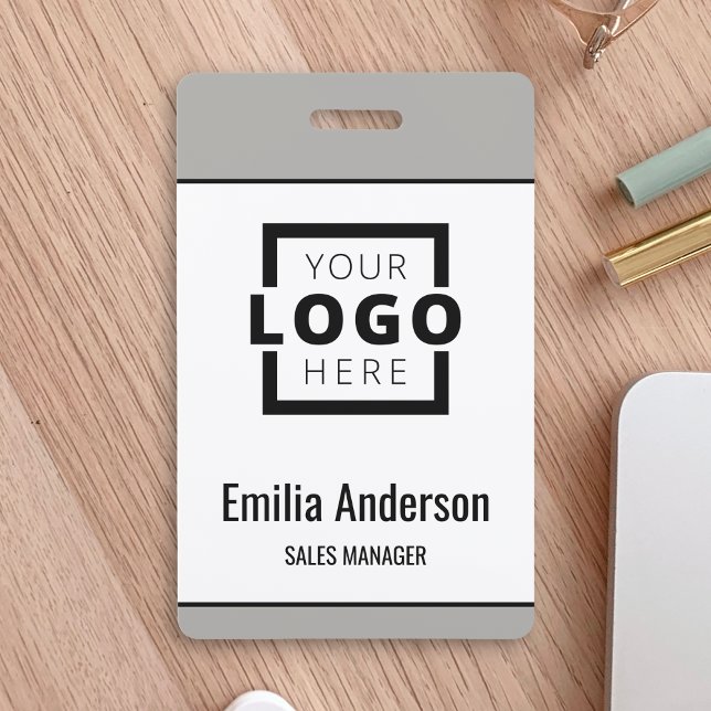 Custom Business Logo Basic Barcode Employee ID Badge (Creator Uploaded)