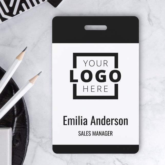 Custom Business Logo Basic Barcode Employee ID Badge (Creator Uploaded)
