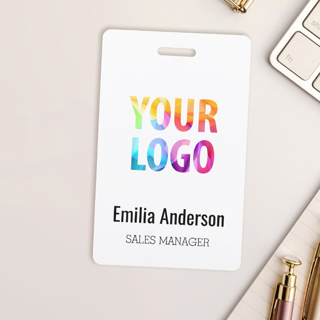 Custom Business Logo Basic Barcode Employee ID Badge (Creator Uploaded)
