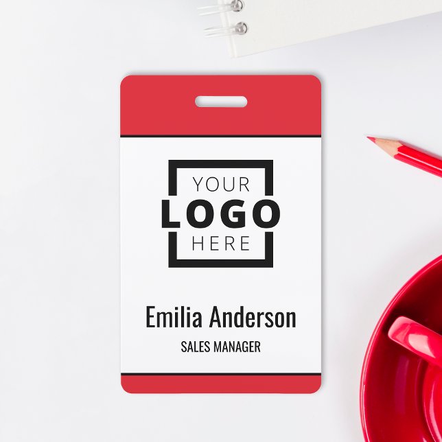 Custom Business Logo Basic Barcode Employee ID Badge (Creator Uploaded)