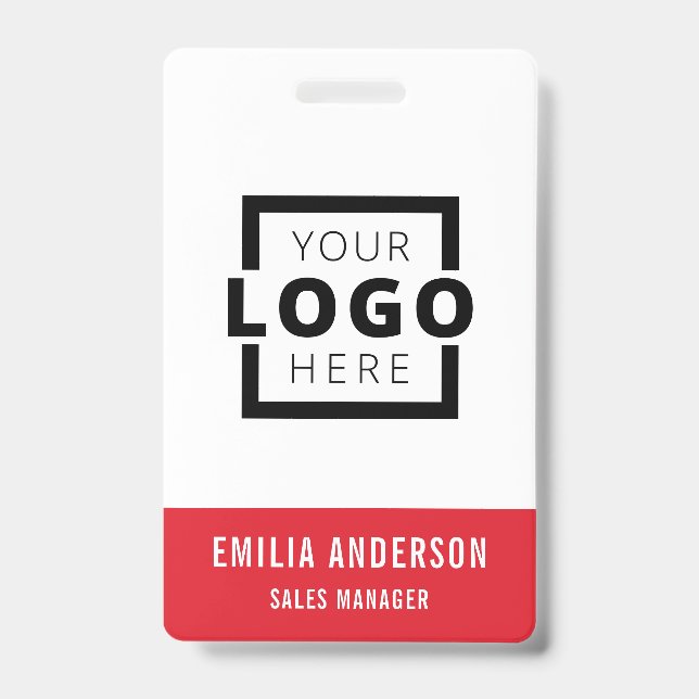 Custom Business Logo Basic Barcode Employee ID Badge (Front)